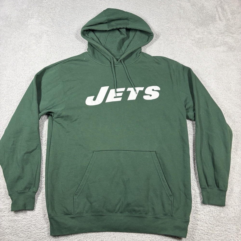 VINTAGE NY Jets Hoodie Mens Medium Green Embroidered NFL Team Apparel